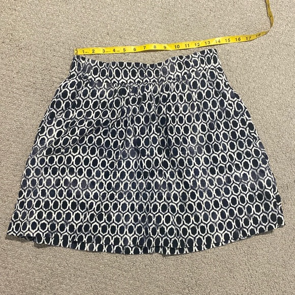LOFT Linen Blend A-Line Skirt Navy Ivory - Size S - Picture 4 of 5